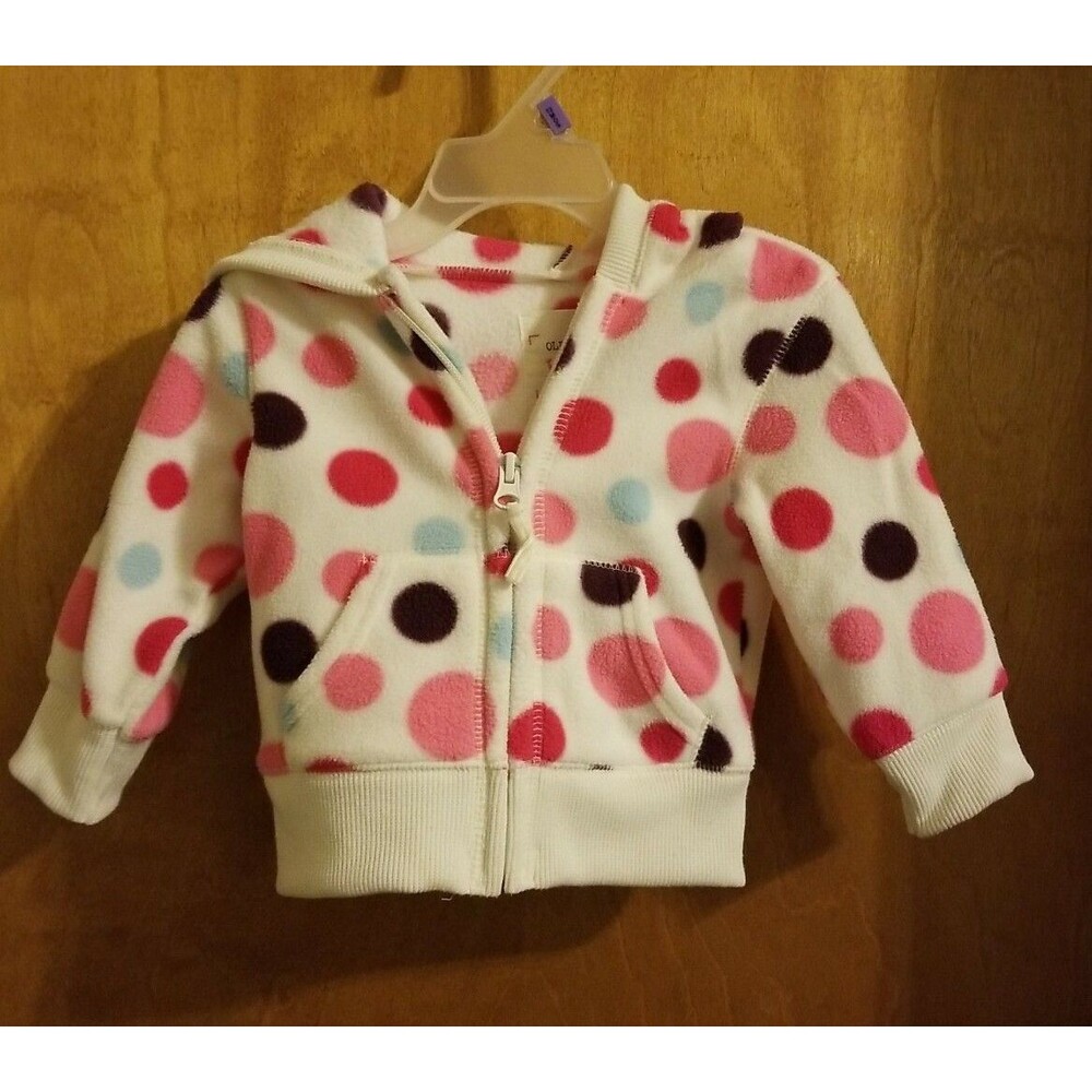 Girl's Old Navy 6-12 months white with multicolored polka dots hooded  jacket